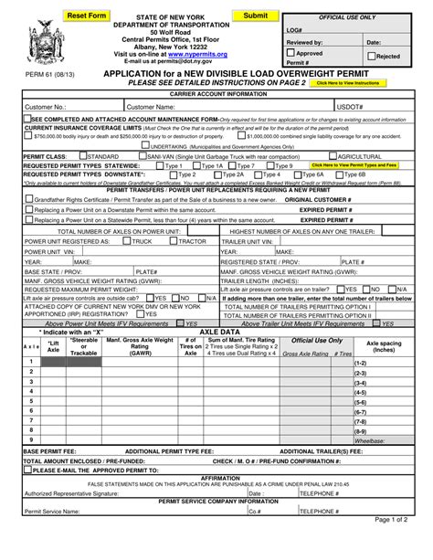 nys overweight permit application.